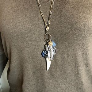 Tri-Colored Necklace with Navy and Ivory Accents